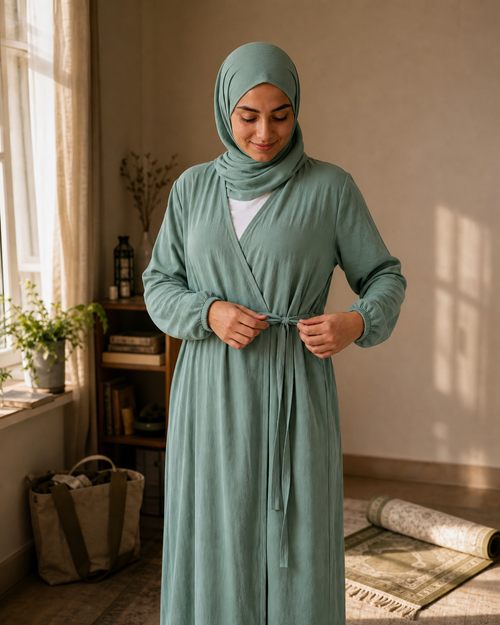 Mint Yeşili Kelam ayrobin namaz elbisesi